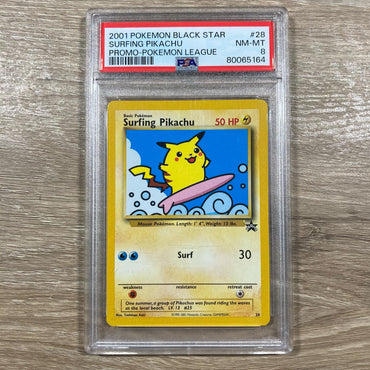 Surfing Pikachu (28) [Wizards of the Coast: Black Star Promos] PSA 8 (80065164) Graded Card