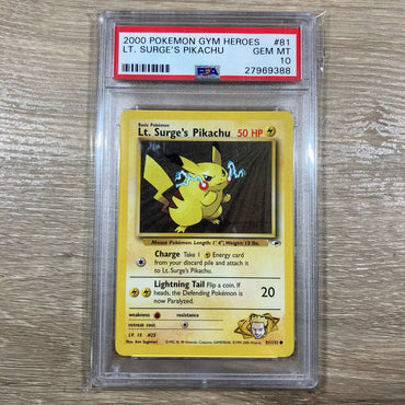 Lt. Surge's Pikachu (81/132) [Gym Heroes Unlimited] PSA 10 (27969388) Graded Card