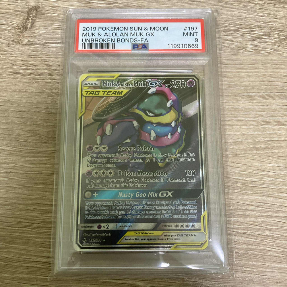 Muk & Alolan Muk GX (197/214) [Sun & Moon: Unbroken Bonds] PSA 9 (119910669) Graded Card