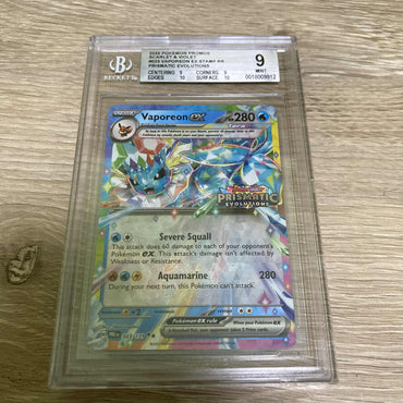 Vaporeon ex (023/131) (Prismatic Evolutions Stamp) [Scarlet & Violet: Prismatic Evolutions] BGS 9 (0018009912) Graded Card