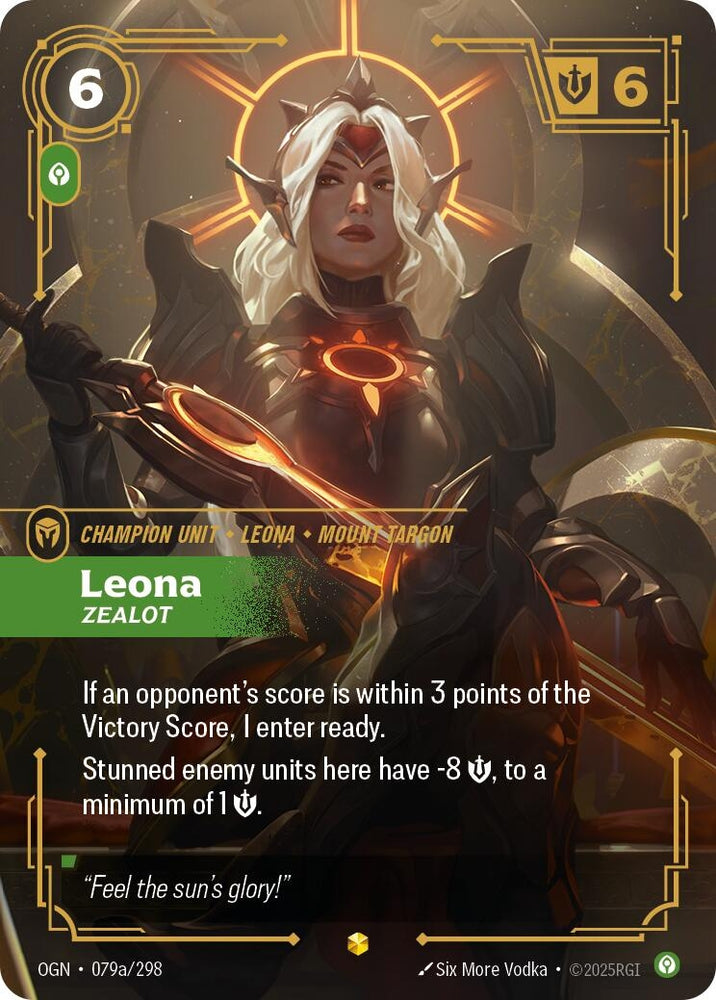 Image for Leona - Zealot (Alternate Art) (079a/298) (OGN) - Riftbound: League of Legends Trading Card Game