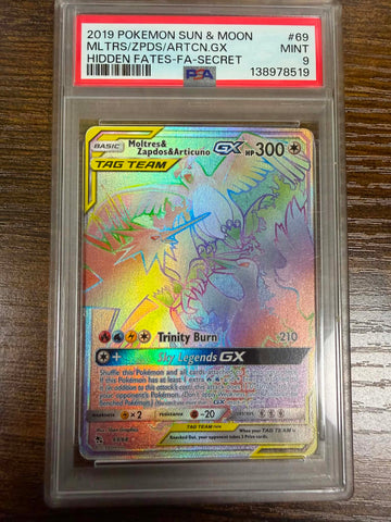 Moltres & Zapdos & Articuno GX (69/68) [Sun & Moon: Hidden Fates] PSA 9 (138978519) Graded Card