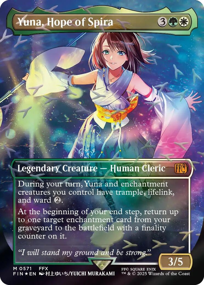 Image for Yuna, Hope of Spira (Borderless) (Chocobo Track Foil) (571) (FIN) - Magic: The Gathering