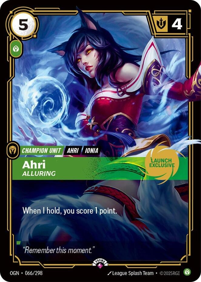 Image for Ahri - Alluring (Launch Exclusive) (066/298) (PR) - Riftbound: League of Legends Trading Card Game