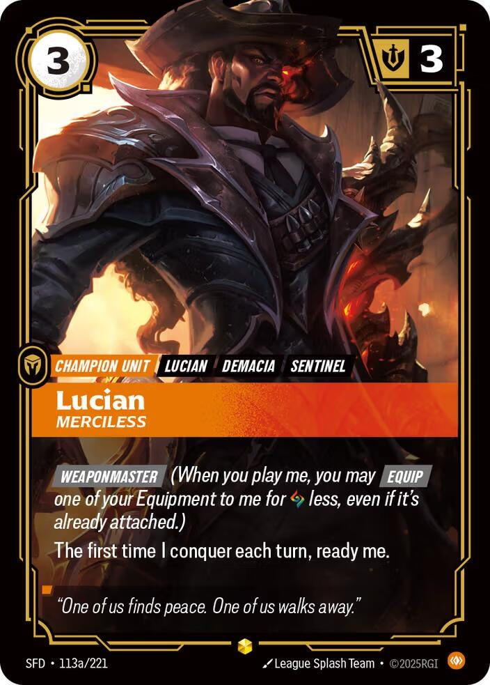 Image for Lucian - Merciless (Alternate Art) (113a/221) (SPF) - Riftbound: League of Legends Trading Card Game