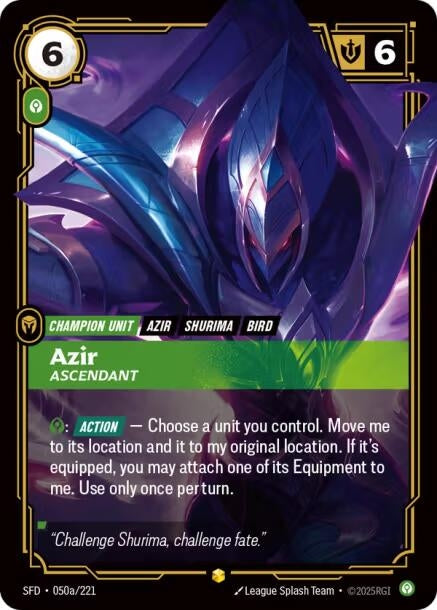 Image for Azir - Ascendant (Alternate Art) (050a/221) (SPF) - Riftbound: League of Legends Trading Card Game