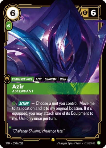 Image for Azir - Ascendant (Alternate Art) (050a/221) (SPF) - Riftbound: League of Legends Trading Card Game