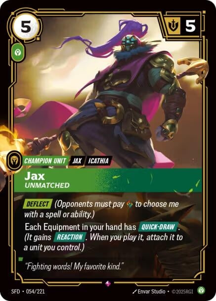 Image for Jax - Unmatched (054/221) (SPF) - Riftbound: League of Legends Trading Card Game