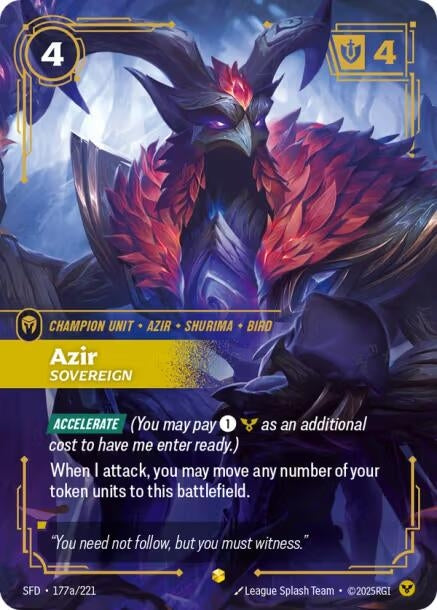 Image for Azir - Sovereign (Alternate Art) (177a/221) - Riftbound: League of Legends Trading Card Game