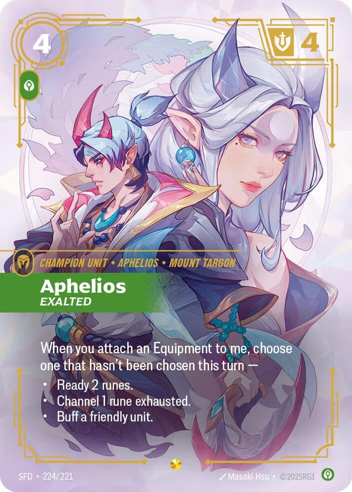 Image for Aphelios - Exalted (Overnumbered) (224/221) - Riftbound: League of Legends Trading Card Game