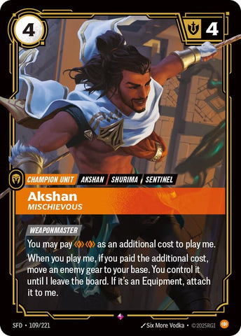 Image for Akshan - Mischievous (109/221) - Riftbound: League of Legends Trading Card Game