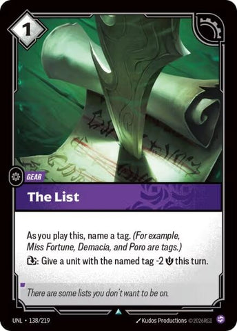 Image for The List (138/219) (UNL) - Riftbound: League of Legends Trading Card Game
