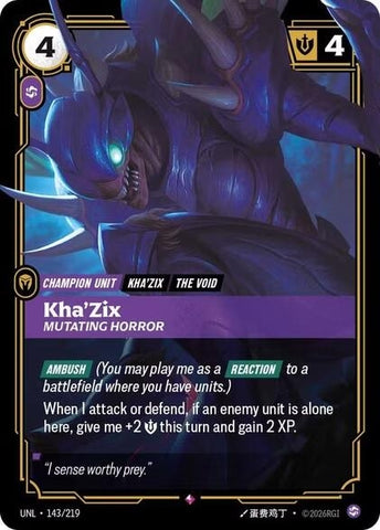 Image for Kha'Zix - Mutating Horror (143/219) (UNL) - Riftbound: League of Legends Trading Card Game