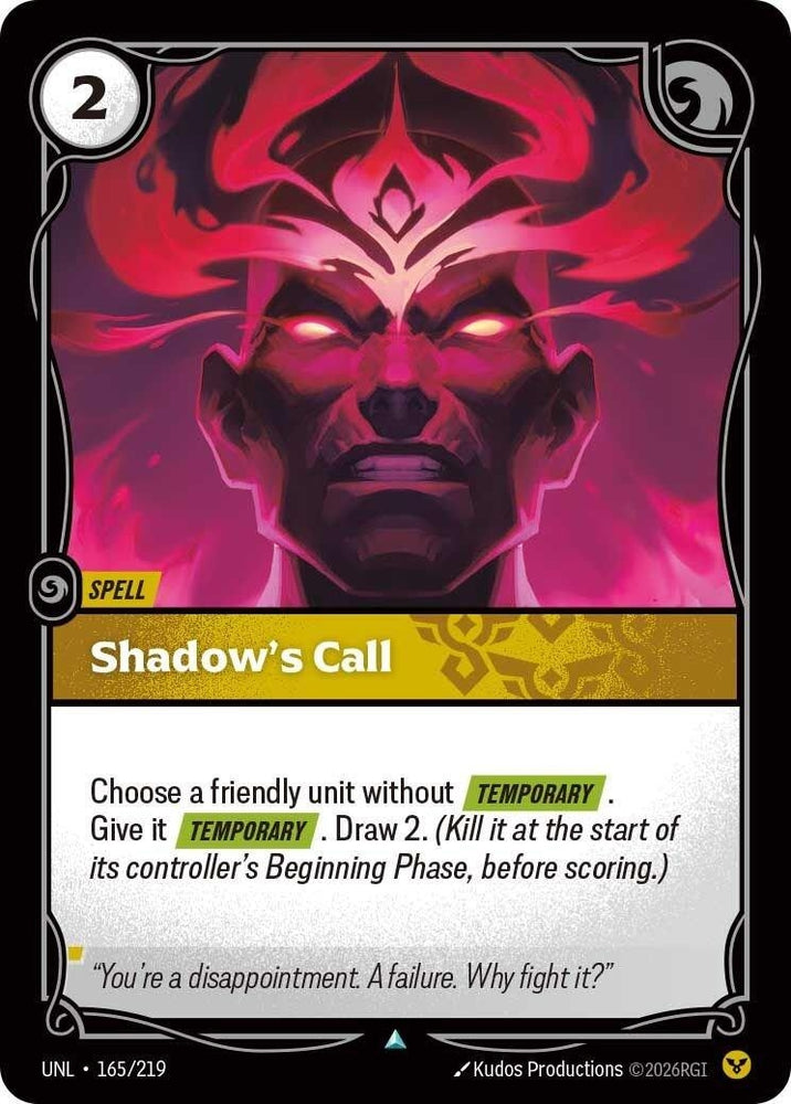 Image for Shadow's Call (165/219) (UNL) - Riftbound: League of Legends Trading Card Game