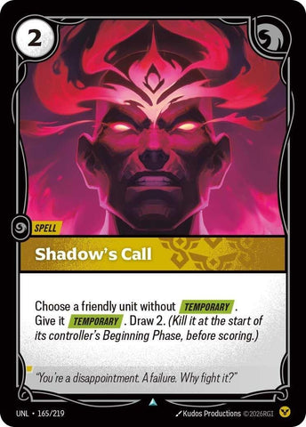 Image for Shadow's Call (165/219) (UNL) - Riftbound: League of Legends Trading Card Game