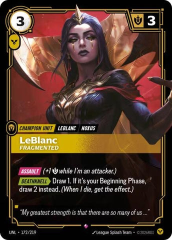Image for LeBlanc - Fragmented (172/219) (UNL) - Riftbound: League of Legends Trading Card Game