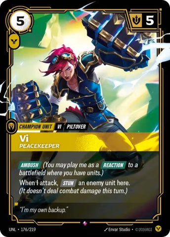 Image for Vi - Peacekeeper (176/219) (UNL) - Riftbound: League of Legends Trading Card Game