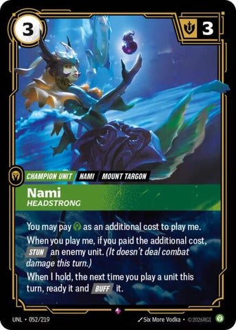 Image for Nami - Headstrong (052/219) (UNL) - Riftbound: League of Legends Trading Card Game