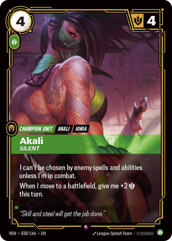 Image for Akali, Silent (038/166) (VEN) - Riftbound: League of Legends Trading Card Game