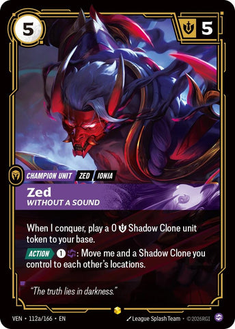 Image for Zed, Without a Sound (Alternate Art) (112a/166) (VEN) - Riftbound: League of Legends Trading Card Game