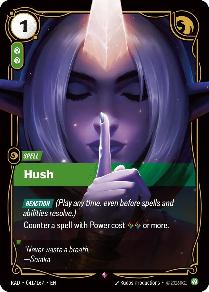 Image for Hush (041/167) (RAD) - Riftbound: League of Legends Trading Card Game