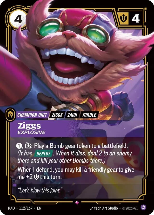 Image for Ziggs, Explosive (112/167) (RAD) - Riftbound: League of Legends Trading Card Game