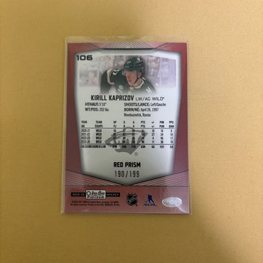 2024/25 Upper Deck O-Pee-Chee Platinum Kirill Kaprizov Red Prizm /199 Minnesota Wild #106 Sports Card
