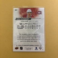 2022-23 Upper Deck Series 2 Juraj Slafkovsky Young Guns Montreal Canadiens #451 Sports Card