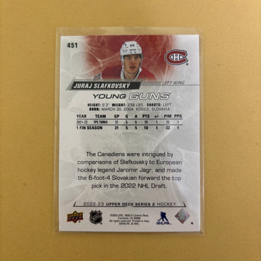 2022-23 Upper Deck Series 2 Juraj Slafkovsky Young Guns Montreal Canadiens #451 Sports Card