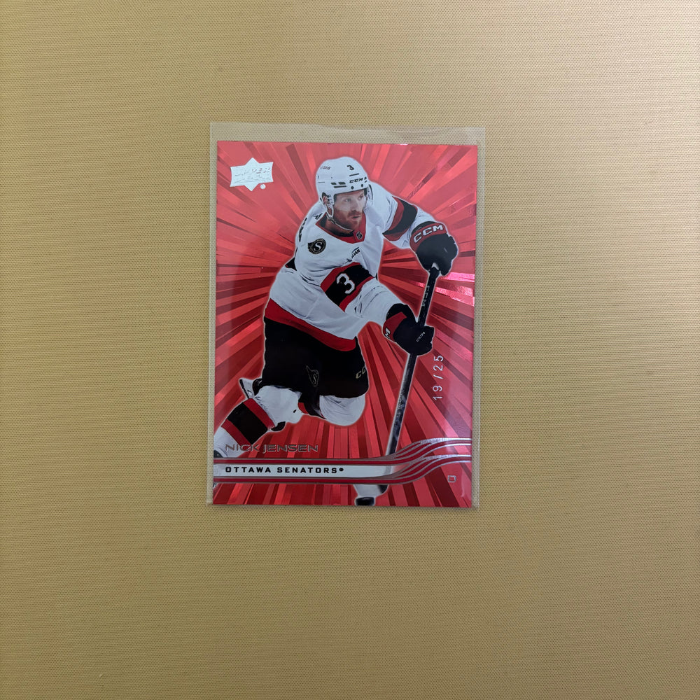 2025/26 Upper Deck Series 1 Outburst Red Nick Jensen /25  Ottawa Senators #122 Sports Card