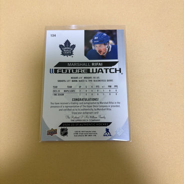 2024 UPPER DECK SP AUTHENTIC #134 MARSHALL RIFAI AUTO RC FUTURE WATCH /999 Sports Card