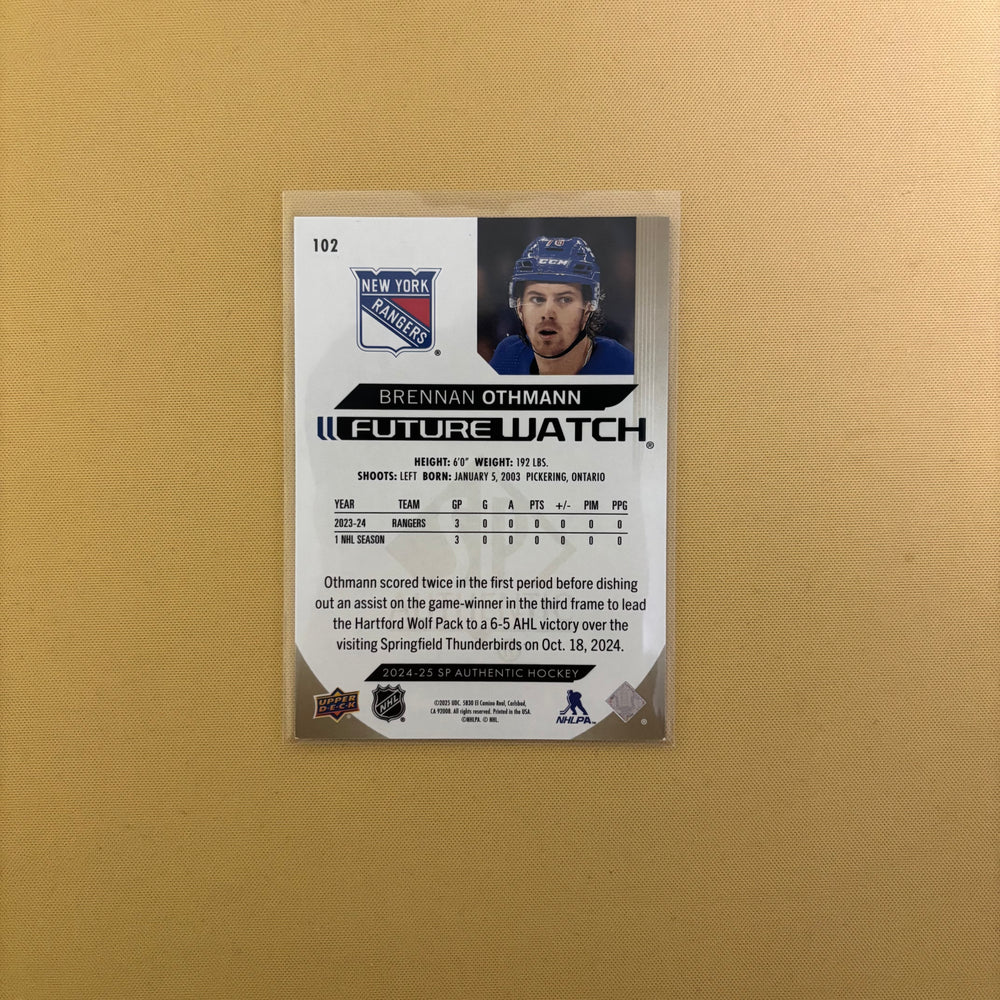 2024-25 SP Authentic limited Future Watch Gold Brennan Othmann /99 #102 New York Sports Card