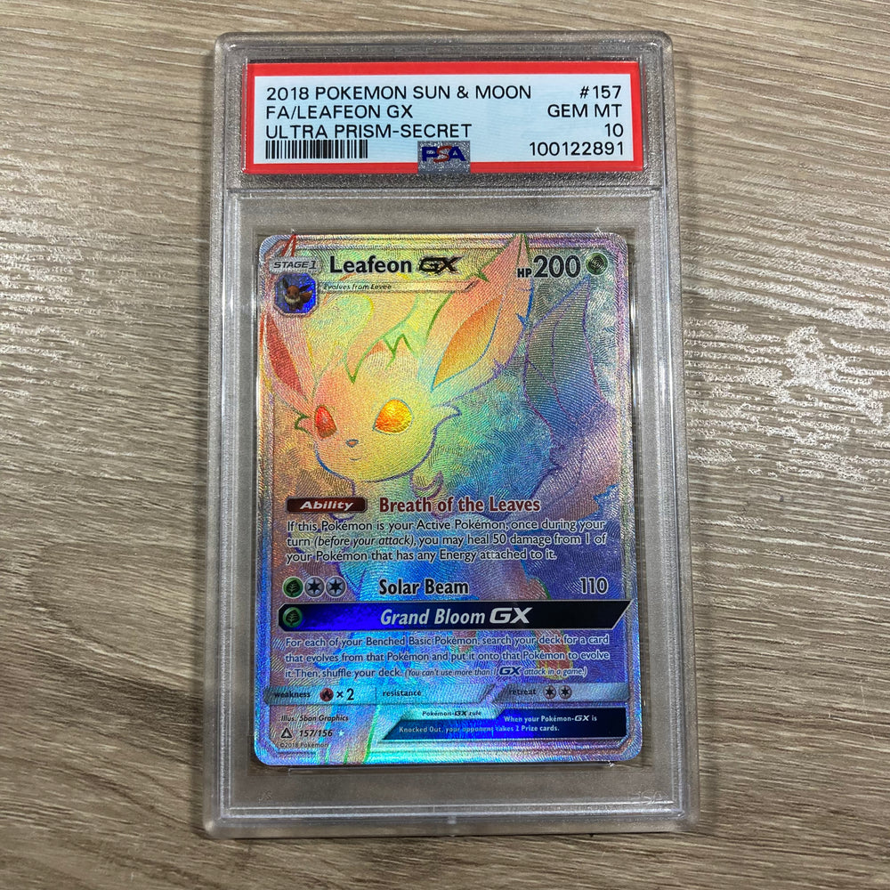 Leafeon GX - 157/156 - Hyper Rare PSA 10 (100122891) Graded Card