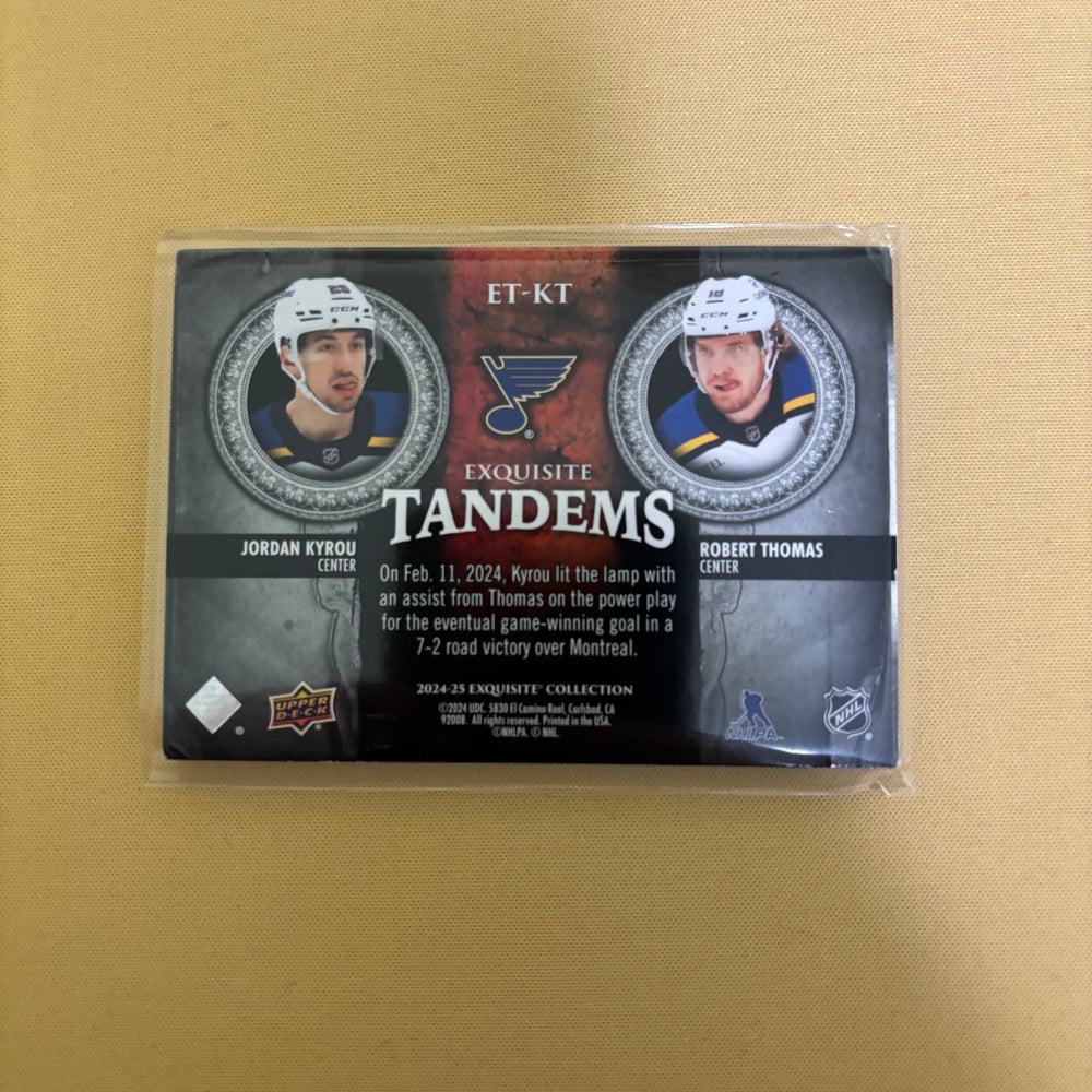 2024/25 Upper Deck Exquisite Collection Tandems Jordan Kyrou/Robert Thomas /99 ET-KT Sports Card