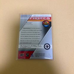 2023/24 Upper Deck SP Game Used Mick E Moose All-Star Mascots Fabrics Jersey ASM-MO Winnipeg Jets Sports Card