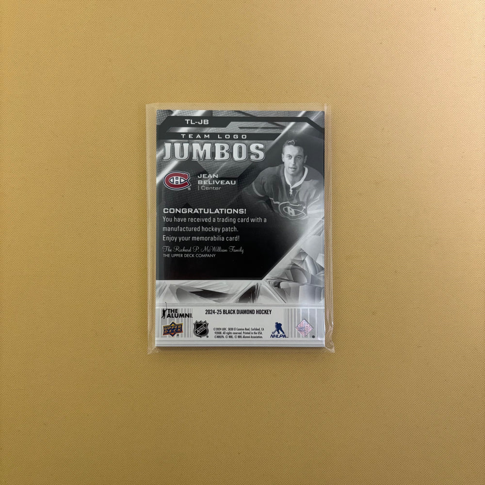 2024/25 Upper Deck Black Diamond Team Logo Jumbos Jean Beliveau Montreal Canadiens TL-JB Sports Card