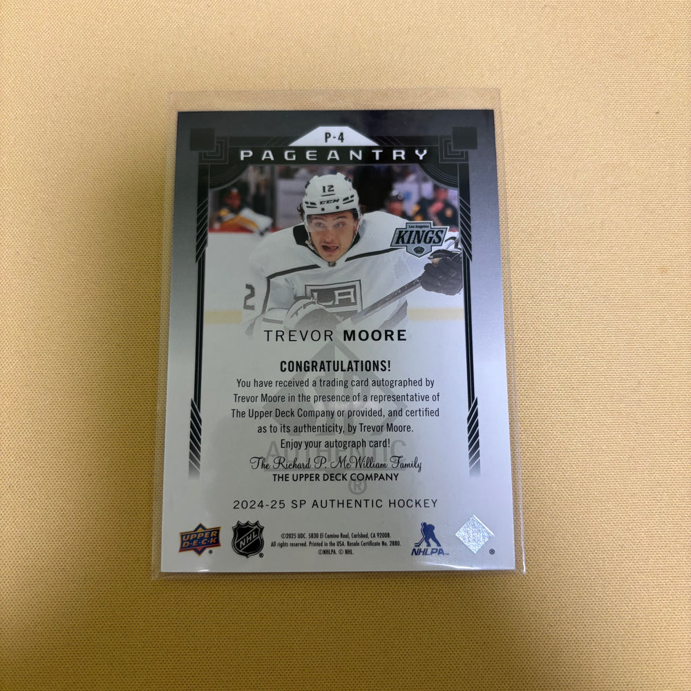 2024-25 SP Authentic Pageantry Auto Trevor Moore Kings P-4 Sports Card