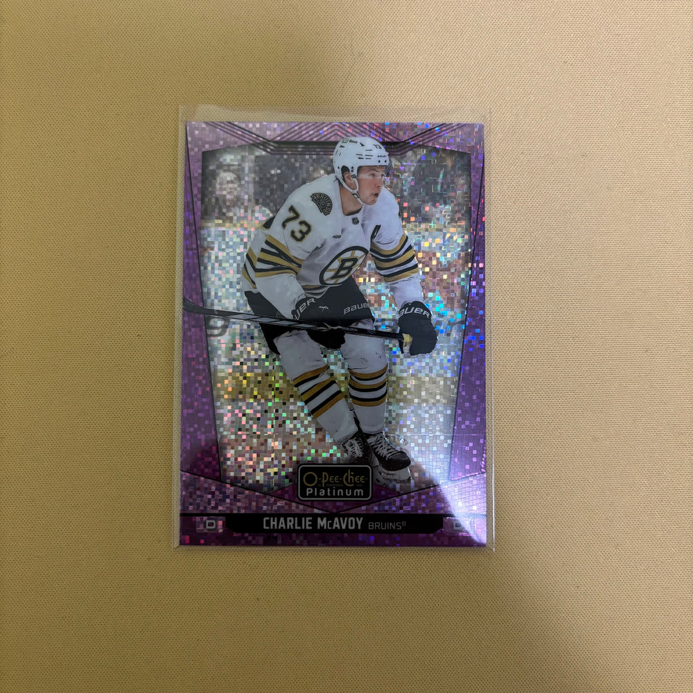 2024-25 O-Pee-Chee Platinum #132 Charlie McAvoy Violet Pixels #/299 Sports Card