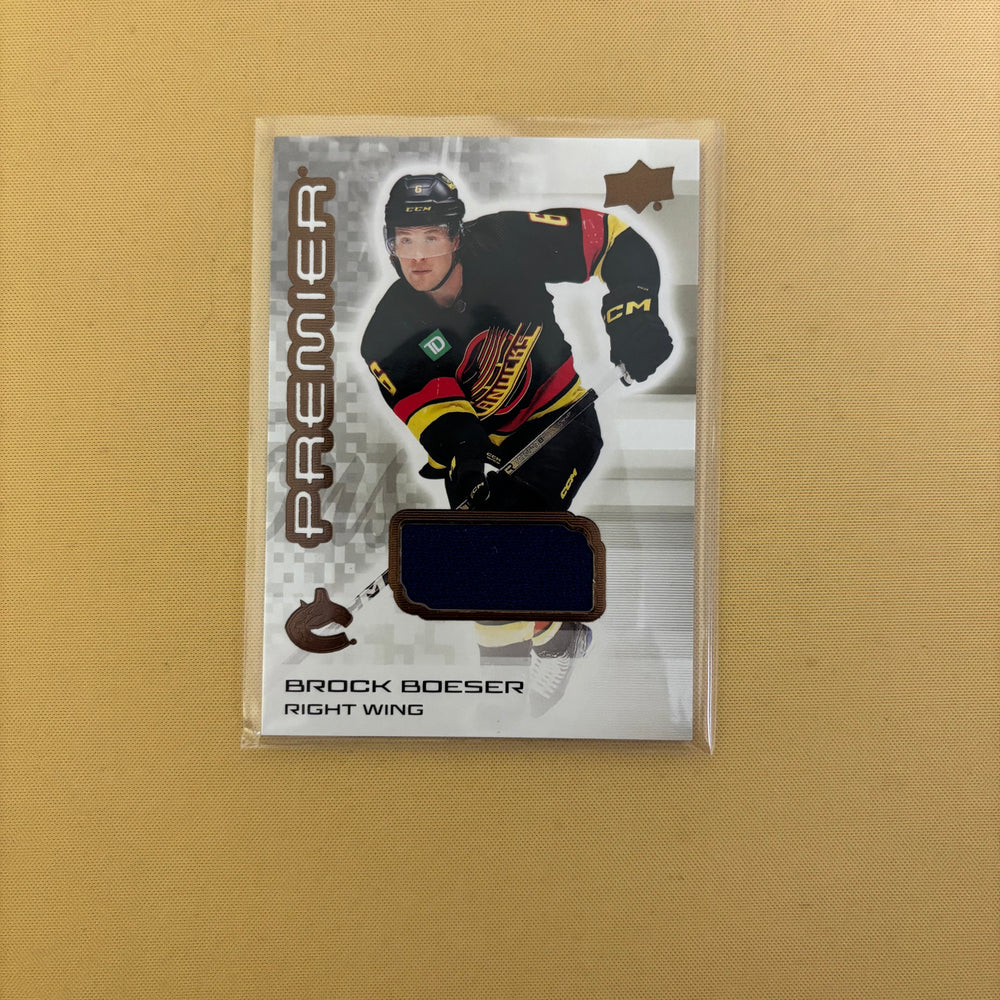 2024-25 Upper Deck Premier #64 Brock Boeser Bronze Jersey Patch Sports Card