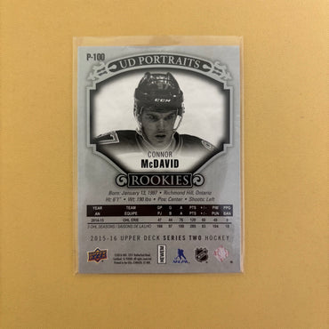 2015-16 Upper Deck Series 2 Connor McDavid UD Portraits Rookies Edmonton Oilers #P-100 Sports Card