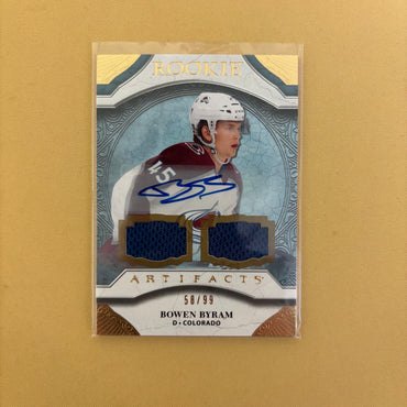 2020-21 Upper Deck Artifacts Bowen Byram Rookie Dual Jersey Auto /99 Colorado Avalanche #179 Sports Card