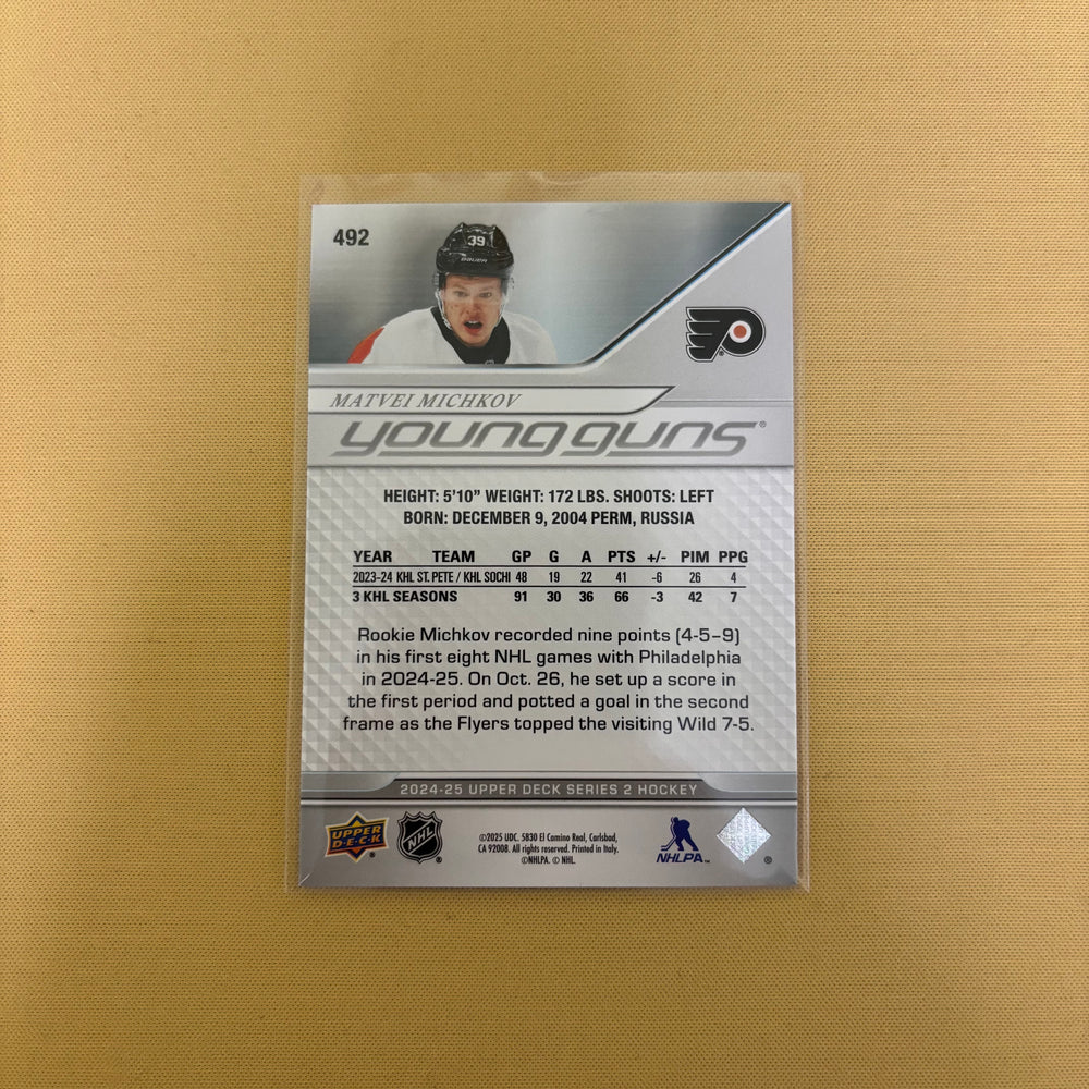 2024-25 Upper Deck Series 2 Matvei Michkov Young Gun Flyers #492 Sports Card