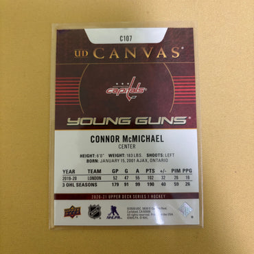 2020-21 Upper Deck Series 1 Connor McMichael Young Guns Canvas Washington Capitals #C107 Sports Card