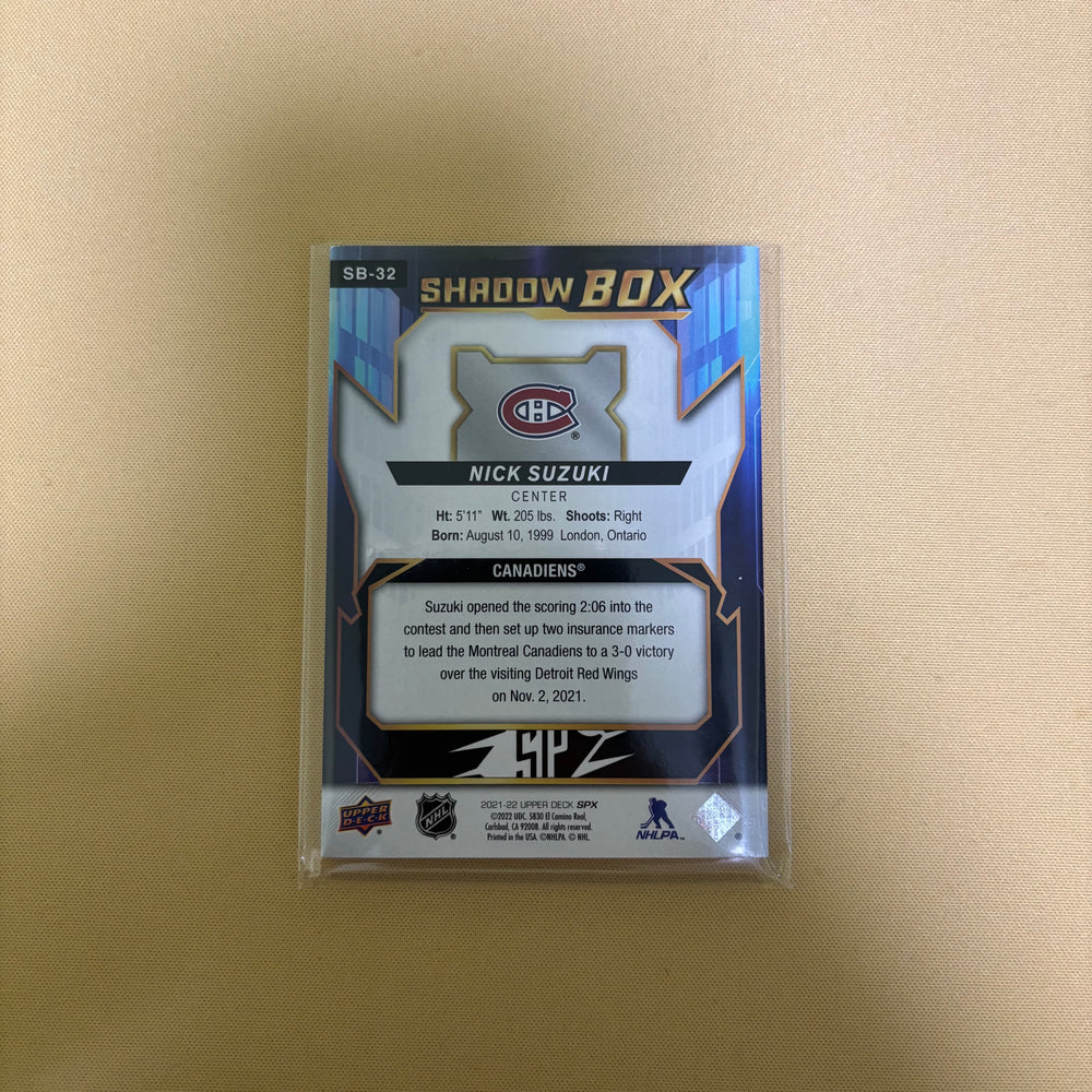 2021/22 Upper Deck SPX Nick Suzuki Shadow Box Center Montreal Canadiens SB-32 Sports Card