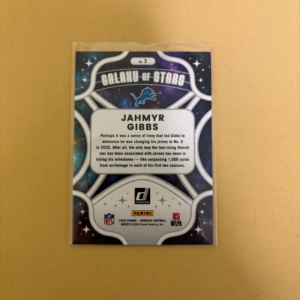 2025 Panini Donruss Football Galaxy Of Stars Jahmyr Gibbs #3 AT Sports Card