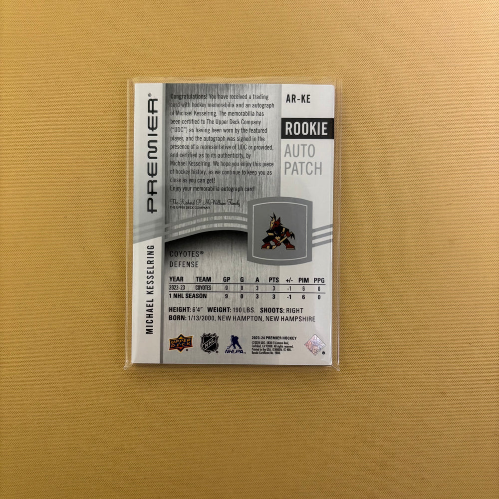 2023 UPPER DECK PREMIER MICHAEL KESSELRING ACETATE ROOKIE AUTO PATCH RC /249 Sports Card