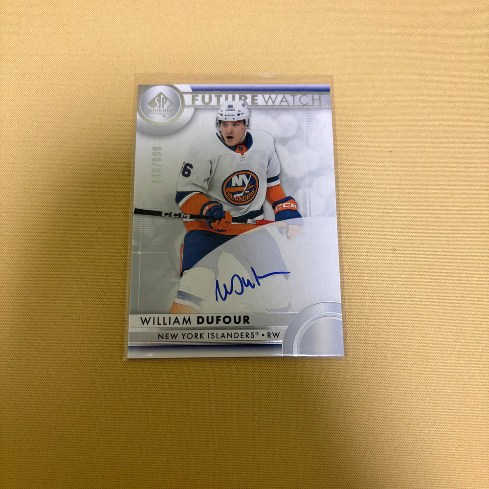 2023/24 Upper Deck SP Authentic William Dufour Future Watch Auto /999 New York Islanders #190 Sports Card
