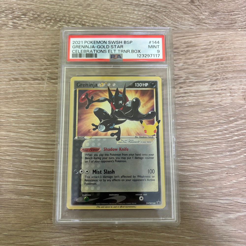 Greninja Star (SWSH144) (Celebrations) [Sword & Shield: Black Star Promos] PSA 9 (123297117) Graded Card