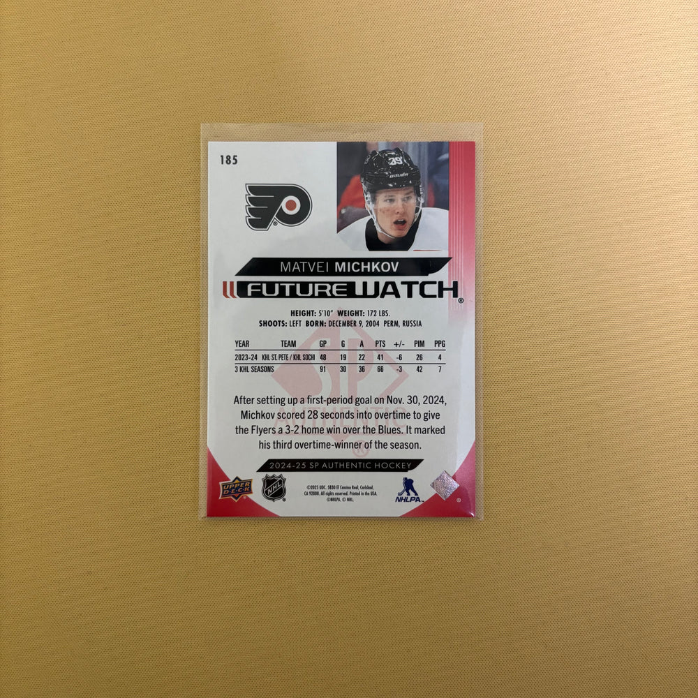2024/25 Upper Deck SP Authentic Matvei Michkov Future Watch Limited Red Philadelphia Flyers #185 Sports Card