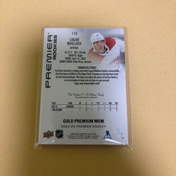 2024-25 UD Premier Hockey Logan Mailloux RC Rookie Gold Premium Mem /49 Sports Card